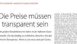 Die Preise müssen transparent sein