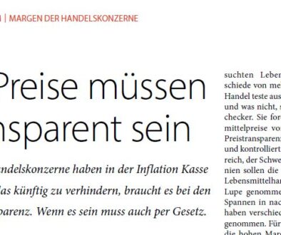 Die Preise müssen transparent sein